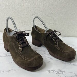 Hush Puppies Olive Brown Suede Lace-Up Ankle Booties